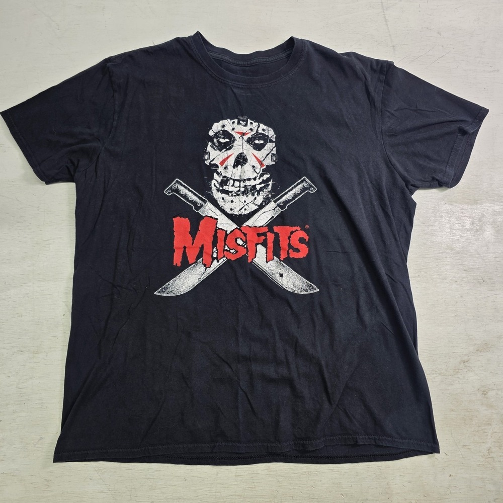Misfits Friday The 13th Graphic T-Shirt Skull Mask Black Horror Punk Men's Sz XL